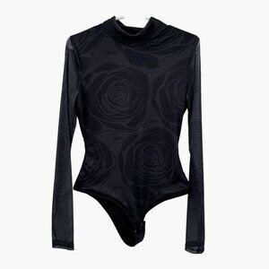 NEW Latino Heritage Month Selena Long Sleeve Bodysuit - Black Floral - Size Medi